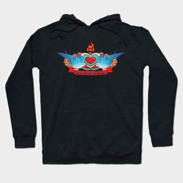 Tattoo Style Sparrows-Forever Hoodie by SunGraphicsLab